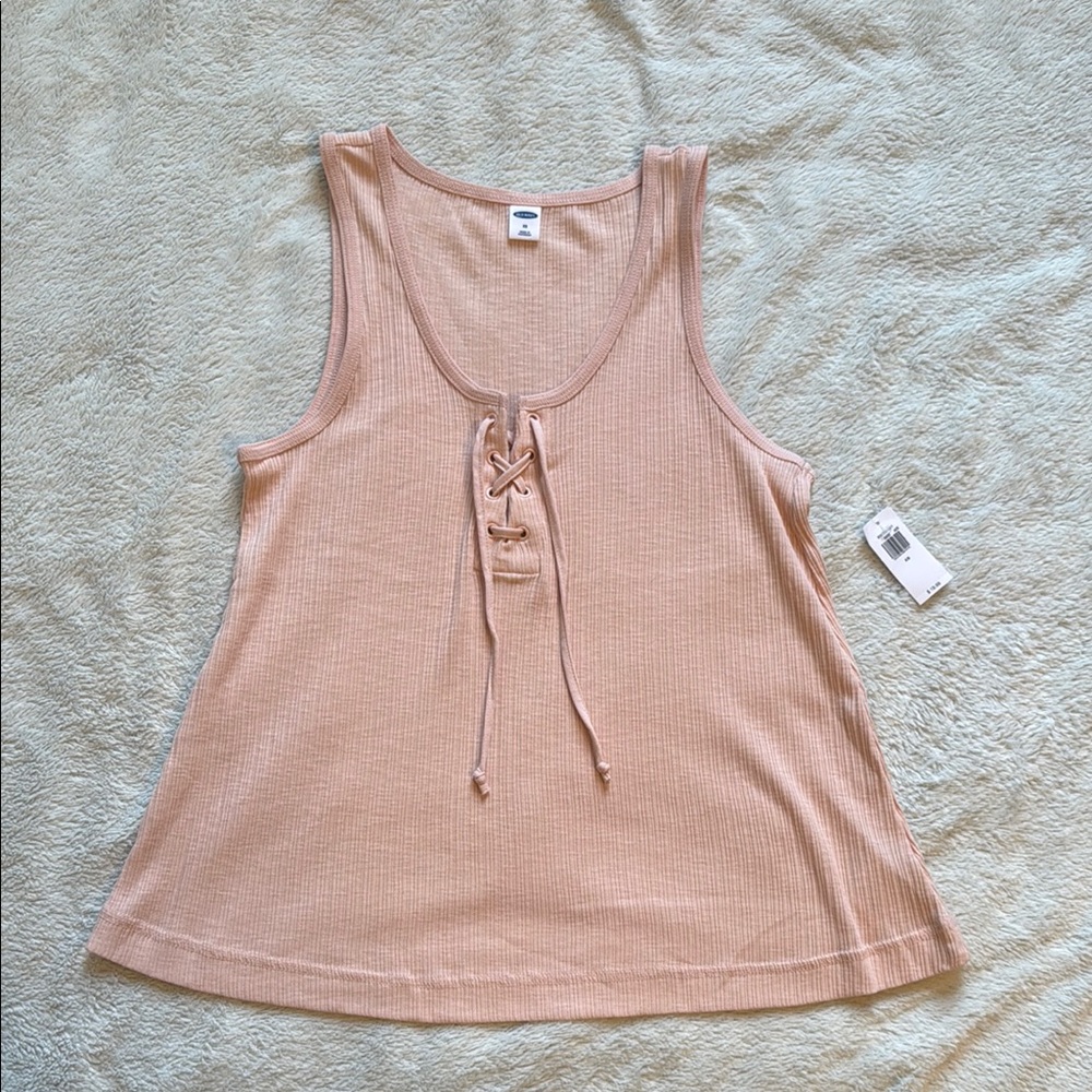 Women’s XS Pink Sleeveless Tie Front Relaxed Tank Top